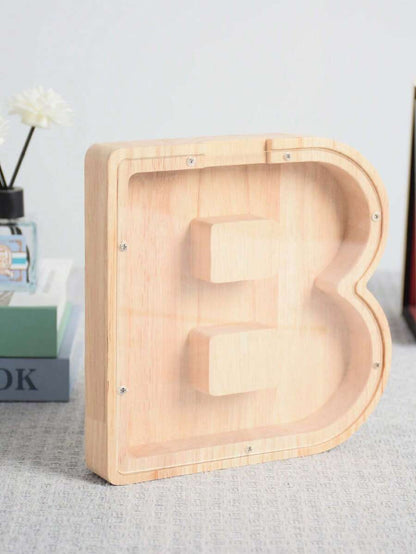 Large Size 26 Alphabet Wooden Piggy Bank - Durable Coin Savings Box, Personalized A-Z Letter Piggy Bank, Transparent Coin Storage Box, Decoration, Birthday, Children's Savings, Alphabet Savings,Christmas, Thanksgiving, New Year, Children's Birthday Gift