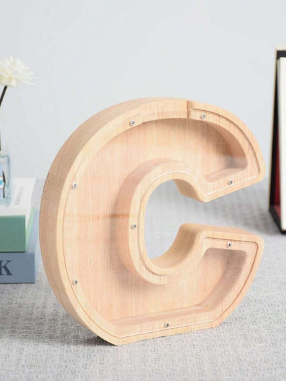 Large Size 26 Alphabet Wooden Piggy Bank - Durable Coin Savings Box, Personalized A-Z Letter Piggy Bank, Transparent Coin Storage Box, Decoration, Birthday, Children's Savings, Alphabet Savings,Christmas, Thanksgiving, New Year, Children's Birthday Gift