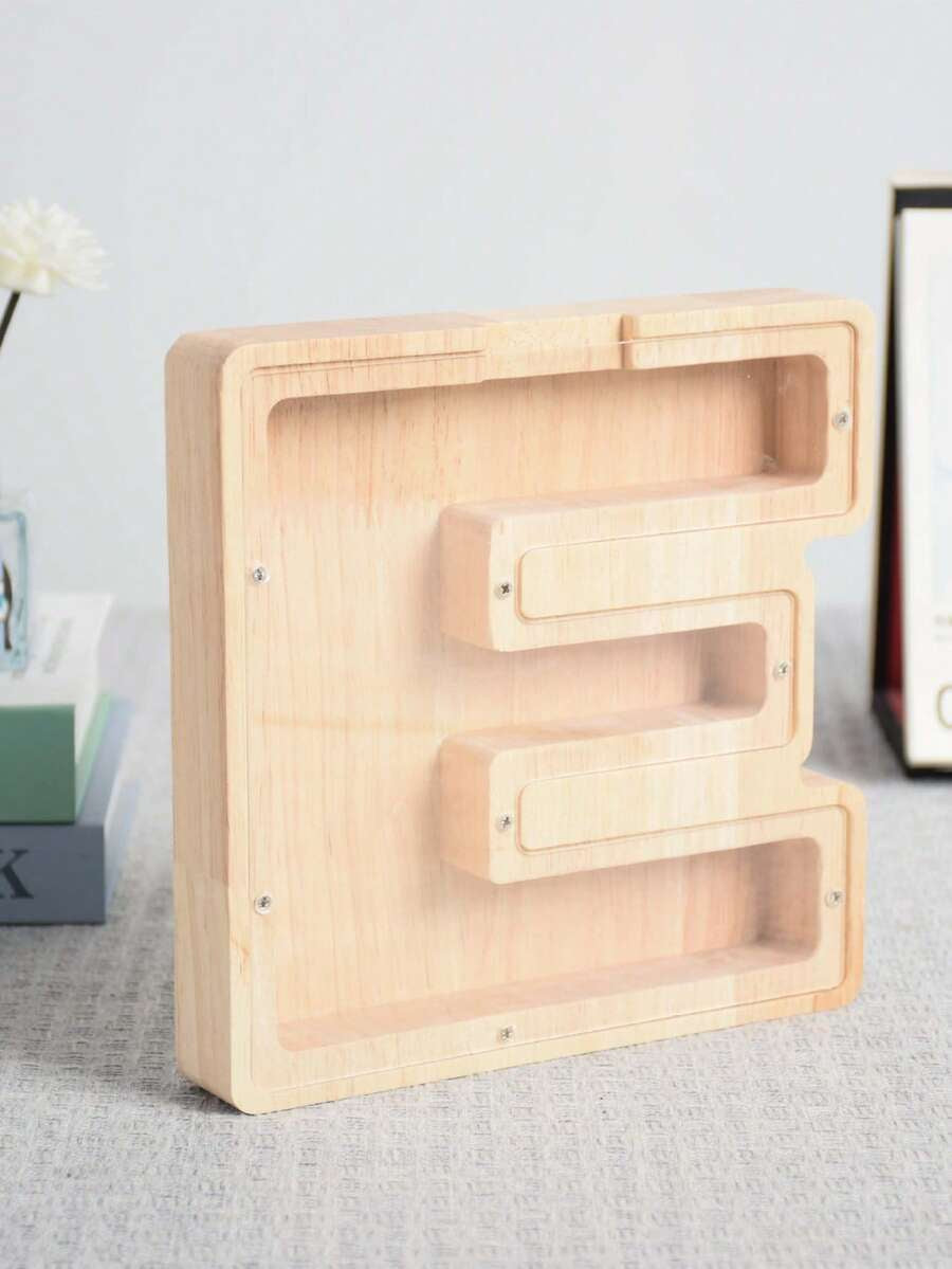 Large Size 26 Alphabet Wooden Piggy Bank - Durable Coin Savings Box, Personalized A-Z Letter Piggy Bank, Transparent Coin Storage Box, Decoration, Birthday, Children's Savings, Alphabet Savings,Christmas, Thanksgiving, New Year, Children's Birthday Gift