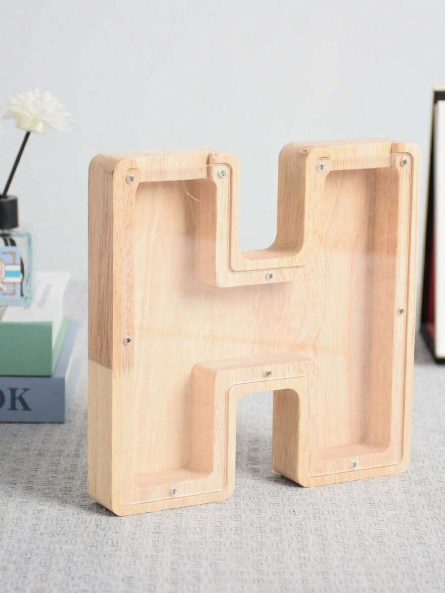 Large Size 26 Alphabet Wooden Piggy Bank - Durable Coin Savings Box, Personalized A-Z Letter Piggy Bank, Transparent Coin Storage Box, Decoration, Birthday, Children's Savings, Alphabet Savings,Christmas, Thanksgiving, New Year, Children's Birthday Gift