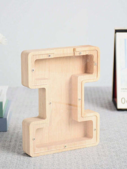 Large Size 26 Alphabet Wooden Piggy Bank - Durable Coin Savings Box, Personalized A-Z Letter Piggy Bank, Transparent Coin Storage Box, Decoration, Birthday, Children's Savings, Alphabet Savings,Christmas, Thanksgiving, New Year, Children's Birthday Gift
