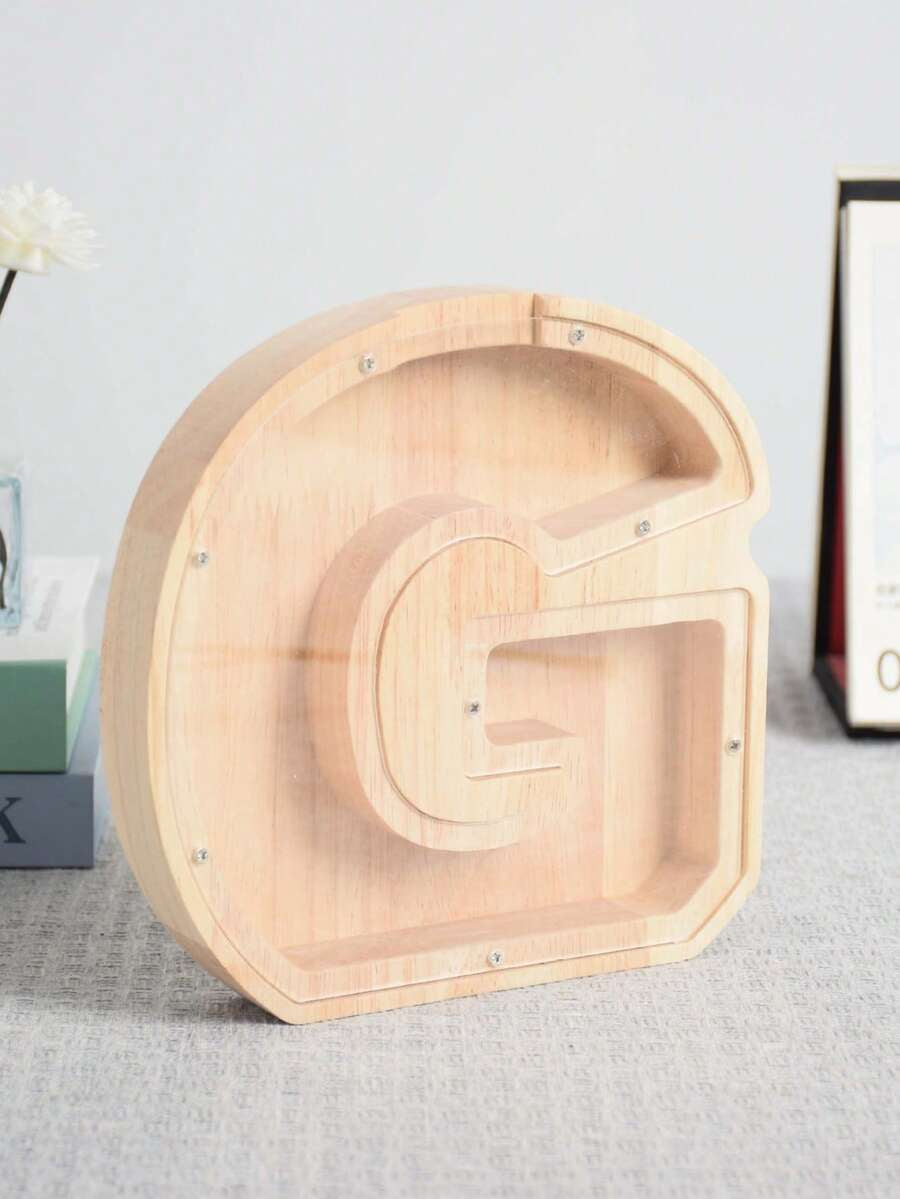 Large Size 26 Alphabet Wooden Piggy Bank - Durable Coin Savings Box, Personalized A-Z Letter Piggy Bank, Transparent Coin Storage Box, Decoration, Birthday, Children's Savings, Alphabet Savings,Christmas, Thanksgiving, New Year, Children's Birthday Gift