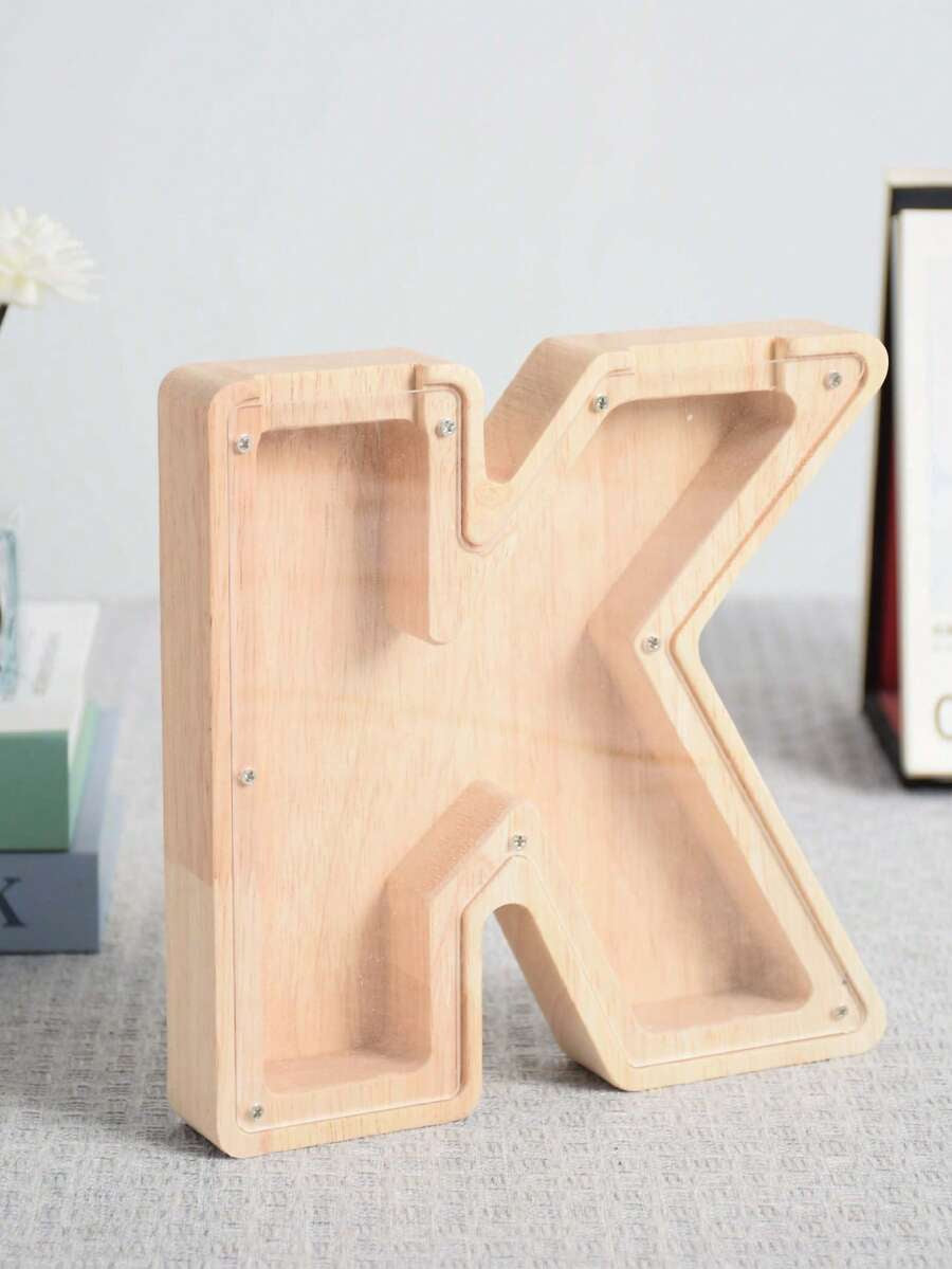 Large Size 26 Alphabet Wooden Piggy Bank - Durable Coin Savings Box, Personalized A-Z Letter Piggy Bank, Transparent Coin Storage Box, Decoration, Birthday, Children's Savings, Alphabet Savings,Christmas, Thanksgiving, New Year, Children's Birthday Gift