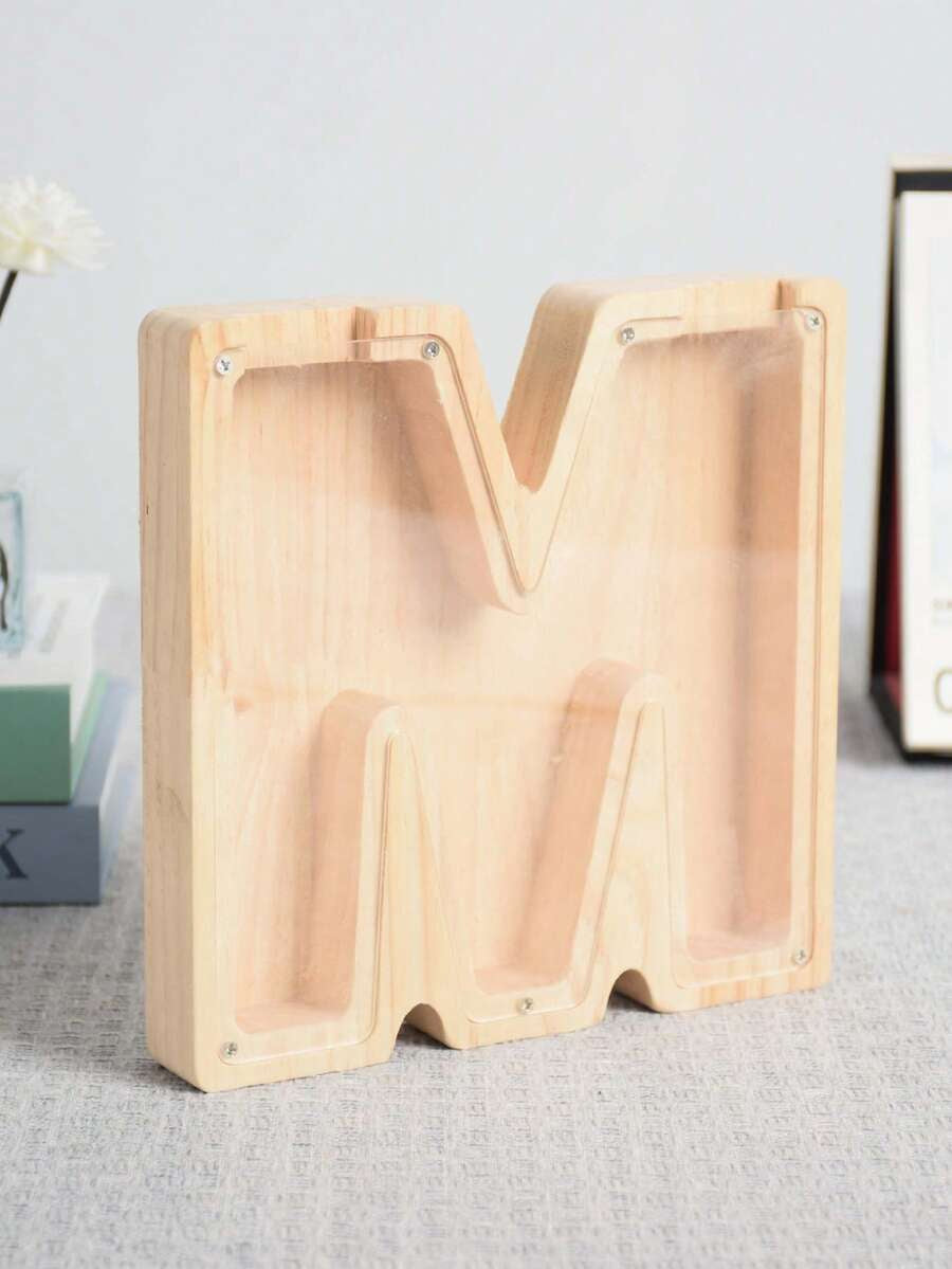 Large Size 26 Alphabet Wooden Piggy Bank - Durable Coin Savings Box, Personalized A-Z Letter Piggy Bank, Transparent Coin Storage Box, Decoration, Birthday, Children's Savings, Alphabet Savings,Christmas, Thanksgiving, New Year, Children's Birthday Gift