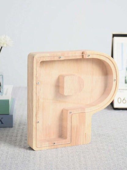 Large Size 26 Alphabet Wooden Piggy Bank - Durable Coin Savings Box, Personalized A-Z Letter Piggy Bank, Transparent Coin Storage Box, Decoration, Birthday, Children's Savings, Alphabet Savings,Christmas, Thanksgiving, New Year, Children's Birthday Gift
