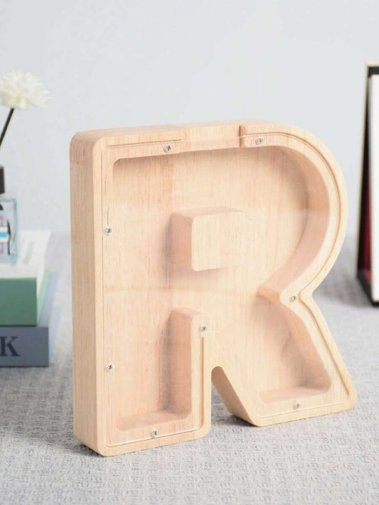Large Size 26 Alphabet Wooden Piggy Bank - Durable Coin Savings Box, Personalized A-Z Letter Piggy Bank, Transparent Coin Storage Box, Decoration, Birthday, Children's Savings, Alphabet Savings,Christmas, Thanksgiving, New Year, Children's Birthday Gift