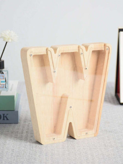 Large Size 26 Alphabet Wooden Piggy Bank - Durable Coin Savings Box, Personalized A-Z Letter Piggy Bank, Transparent Coin Storage Box, Decoration, Birthday, Children's Savings, Alphabet Savings,Christmas, Thanksgiving, New Year, Children's Birthday Gift