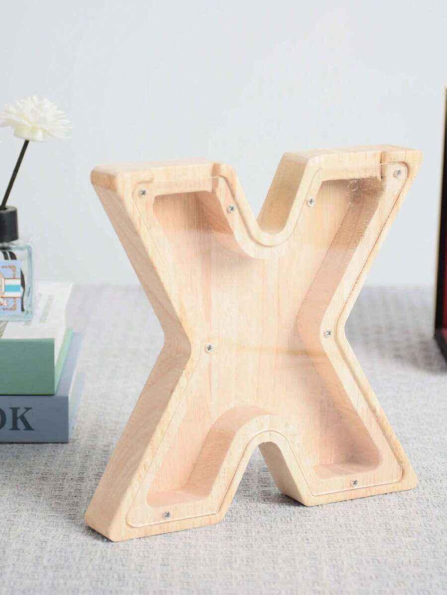 Large Size 26 Alphabet Wooden Piggy Bank - Durable Coin Savings Box, Personalized A-Z Letter Piggy Bank, Transparent Coin Storage Box, Decoration, Birthday, Children's Savings, Alphabet Savings,Christmas, Thanksgiving, New Year, Children's Birthday Gift