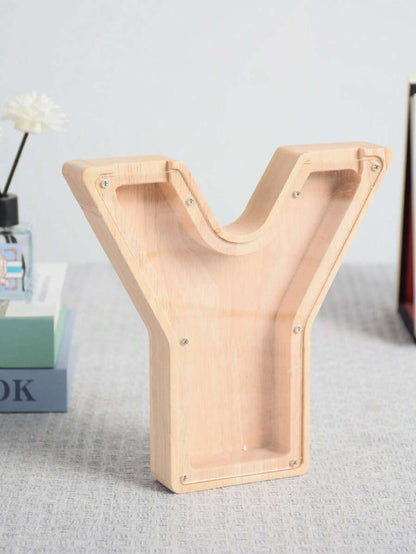 Large Size 26 Alphabet Wooden Piggy Bank - Durable Coin Savings Box, Personalized A-Z Letter Piggy Bank, Transparent Coin Storage Box, Decoration, Birthday, Children's Savings, Alphabet Savings,Christmas, Thanksgiving, New Year, Children's Birthday Gift