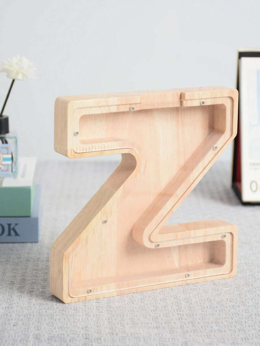 Large Size 26 Alphabet Wooden Piggy Bank - Durable Coin Savings Box, Personalized A-Z Letter Piggy Bank, Transparent Coin Storage Box, Decoration, Birthday, Children's Savings, Alphabet Savings,Christmas, Thanksgiving, New Year, Children's Birthday Gift