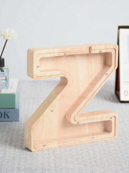 Large Size 26 Alphabet Wooden Piggy Bank - Durable Coin Savings Box, Personalized A-Z Letter Piggy Bank, Transparent Coin Storage Box, Decoration, Birthday, Children's Savings, Alphabet Savings,Christmas, Thanksgiving, New Year, Children's Birthday Gift