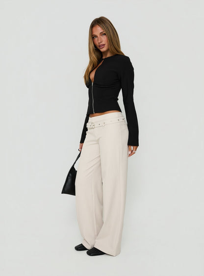 Adonella Buckle Tailored Pant Stone