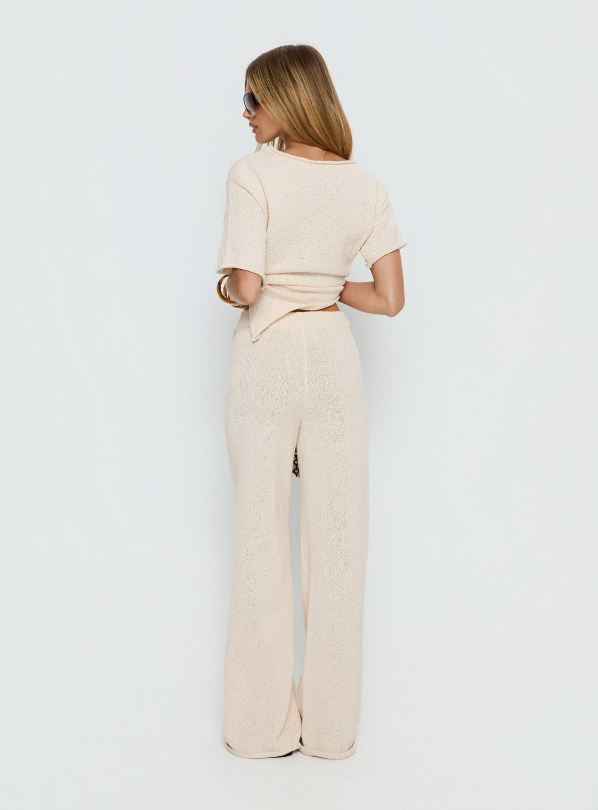 Calisse Knit Wide Leg Pants Beige