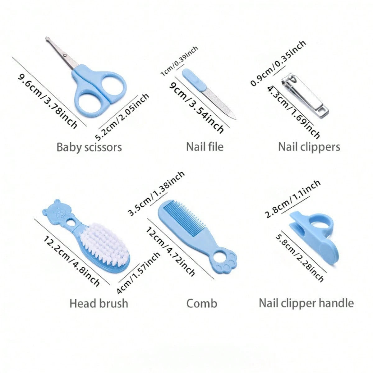 6pcs Baby Care Set, Includes Baby Comb, Brush, Scissors, Children Grooming Set (Includes Comb, Nail Clipper, Nail Trimmer), Children Daily Care Set, Perfect Birthday And Holiday Gift, Plastic Material
