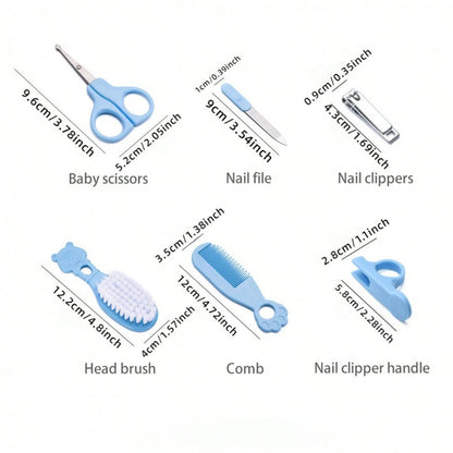 6pcs Baby Care Set, Includes Baby Comb, Brush, Scissors, Children Grooming Set (Includes Comb, Nail Clipper, Nail Trimmer), Children Daily Care Set, Perfect Birthday And Holiday Gift, Plastic Material