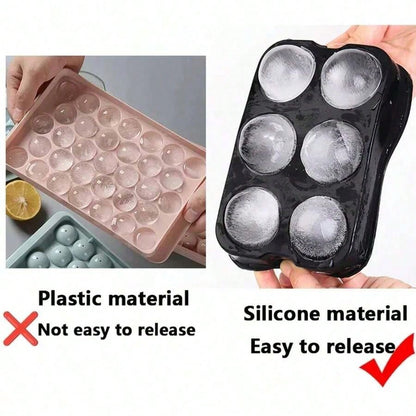 Wholesale Ice Cube Silicone Ice Cube Tray Big Ice Cube Mold Reusable Ice Mold Ball For Whiskey Ice Mould 6 Grid Ice Ball