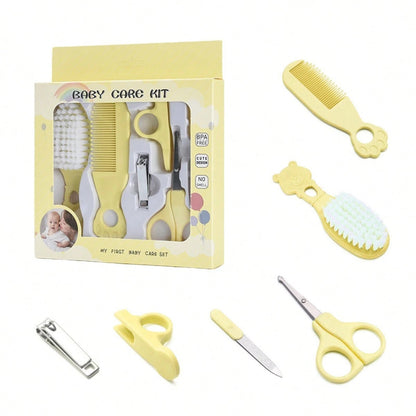 6pcs Baby Care Set, Includes Baby Comb, Brush, Scissors, Children Grooming Set (Includes Comb, Nail Clipper, Nail Trimmer), Children Daily Care Set, Perfect Birthday And Holiday Gift, Plastic Material