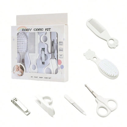 6pcs Baby Care Set, Includes Baby Comb, Brush, Scissors, Children Grooming Set (Includes Comb, Nail Clipper, Nail Trimmer), Children Daily Care Set, Perfect Birthday And Holiday Gift, Plastic Material